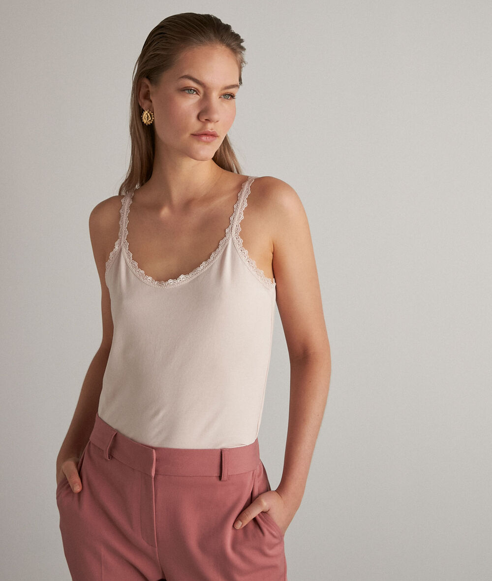 debardeur rose dentelle